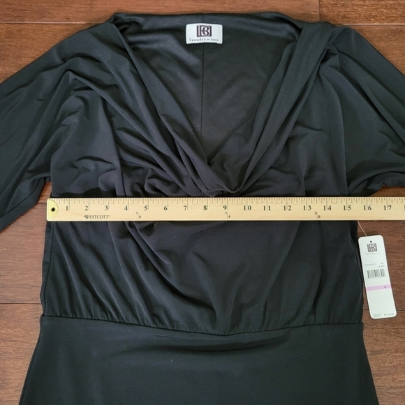 NEW Laundry by Design Black Drape Cowl Neck 3/4 Sleeve Dress Women's Size 6 - Picture 6 of 8